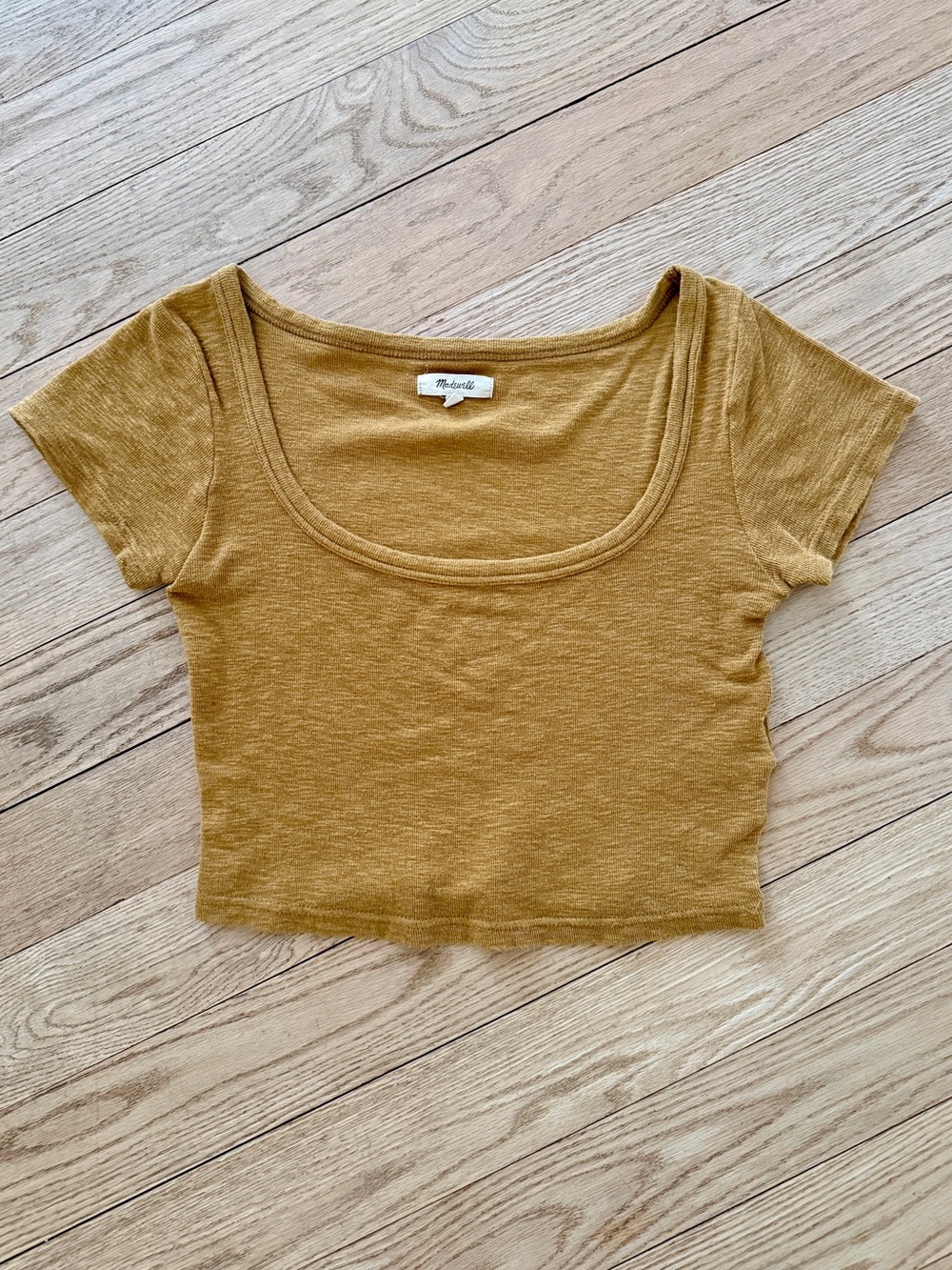 Madewell Mustard Yellow Scoop-Neck Crop Top XS